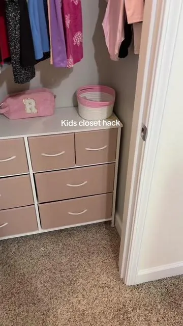 I finally stopped overthinking kids closet organization and just added this 8 drawer fabric dresser, and it made everything so much easier 💕 now I can actually separate clothes instead of everything ending up in piles. If you’re looking for a kids dresser for closet organization or a simple way to organize kids clothes, this has honestly been such a good find. #kidsclosetorganization #kidsdresser #fabricdresser #kidsroomorganization #closetorganization