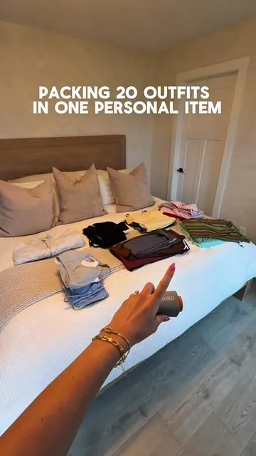 Vacuum seal bags- these ones are the best! My fiance was SO impressed that I packed so many outfits in just a personal item! #vacuumbags #vacuumsealbags #packwithme #packinghacks #vacuumbag 