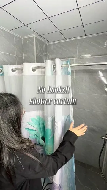 Transform your bathroom with sleek nohooks shower curtains!#bathroomgoals #home #showercurtain #tiktokshopcreatorpicks 