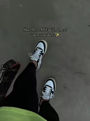Skechers Jade lace up Court Sneakers for women. I’m wearing the black and white color sneaker. True to size. @QVC, Inc 🖤✨