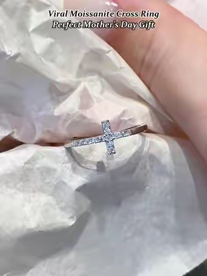 Viral Moissanite Cross Ring ✝️Perfect Mother's Day Gift❣️#moissanite #delzzad #tiktokmothersday #summervibe #crossring 