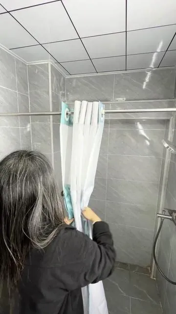 Transform your bathroom with sleek nohooks shower curtains!#bathroomgoals #home #showercurtain #tiktokshopcreatorpicks 