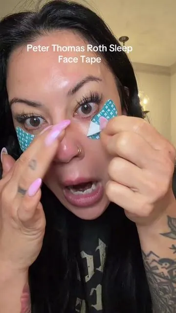 Is it bad that I refuse to sleep without these on? This face tape with peptides is the cheat code for waking up and looking youthful and glowy! @Peter Thomas Roth Labs #peterthomasroth #undereyebags #tiktokshopcreatorpicks #antiaging 