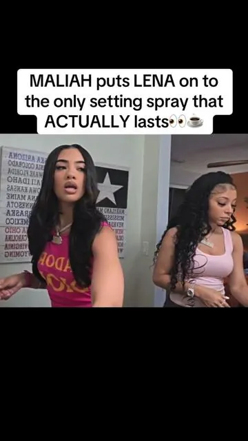 MALIAH puts LENA on to the only setting spray that ACTUALLY lasts👀☕️ #maliah #lena #fyp #viral 