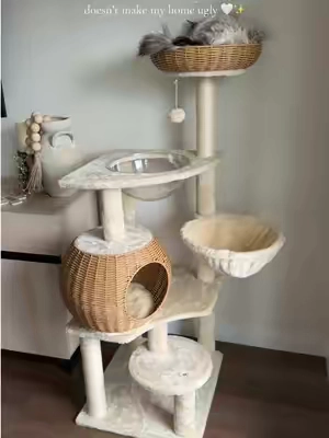 It’s so cute and easy to assemble 😮‍💨✨🤍 #cattree #homedecor #aesthetic #livingroomdecor #PetsOfTikTok 