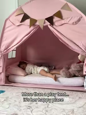 Her dream little house is finally real 🤍✨ The coziest space for playtime, cuddles, and sweet childhood memories 🧸 #kidsroom #playtent #kidstent #momfinds #tiktokshopfinds