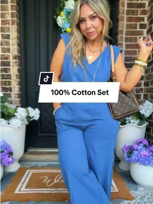 The outfit is already done for you 🤍 100% cotton, comfy, and cute @Fisoew Sports @Fisoew Sports #2pieceset #midsizeoutfit #easyoutfit #tiktokshopmemorialday #Summervibes 