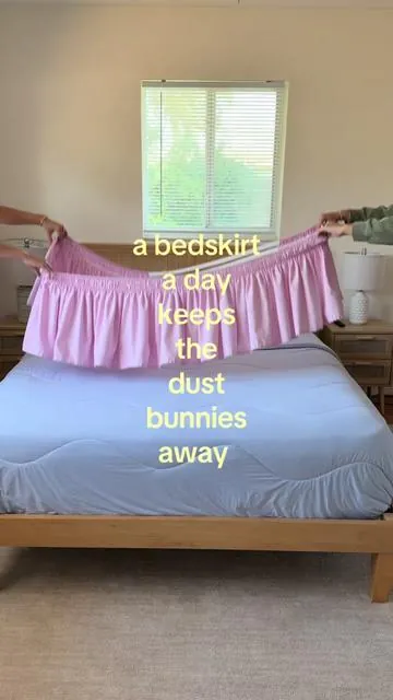 a bedskirt isn’t just for the looks, it adds storage space & keeps your room looking clean too 🧼🫧🧺🛌 #bedskirt #bedroom #fyp #cleaning #storagehack 