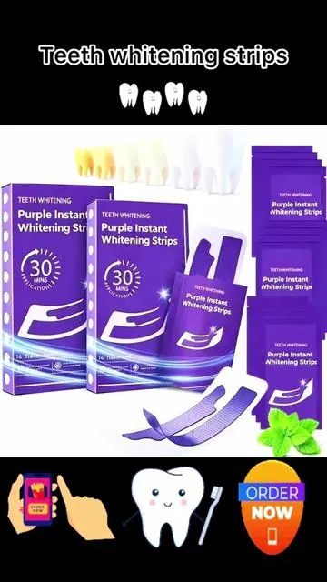 Color Correction Technology: Uses color-correcting gel to visually brighten teeth and reduce the appearance of yellowing. Easy Daily Use: Thin, flexible strips allow for a simple, effortless application for daily teeth whitening. Effective & Quick: Achieve a brighter smile in just 30 minutes, convenient for a busy lifestyle. Gentle Sensitive Formula: Contains Sodium Citrate for mild pH levels, suitable for sensitive teeth. Long-lasting Freshness: Peppermint extract provides a cooling, refreshing sensation, maintaining fresh breath throughout the day. Natural Ingredients: Enriched with natural plant-based Xylitol and peppermint extract for gentle whitening and fresh breath. #teethwhitening #teeth 