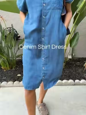 Fits true to size ✨ #denimdress #shirtdress #summerdress #denimoutfit 