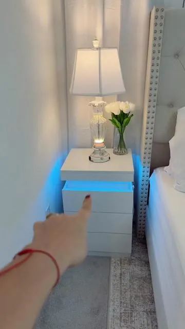 SIKAIC 2PCS Modern Bedside Table (Bedside Cabinet) with LED Lights, Charging Station, Sliding Top, 2 USB Ports - Furniture for Bedroom, Living Room Decor, Apartment Accessories ##mesasdenoche##tiktokshopcreatorpicks##Summervibes##decorhome##homepro