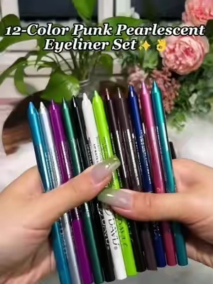 12-color punk pearlescent color eyeliner set🌟👍🏻💗#Eyeliner #Coloredeyeliner #eyemakeup#SummerVibes #smokyeyes    