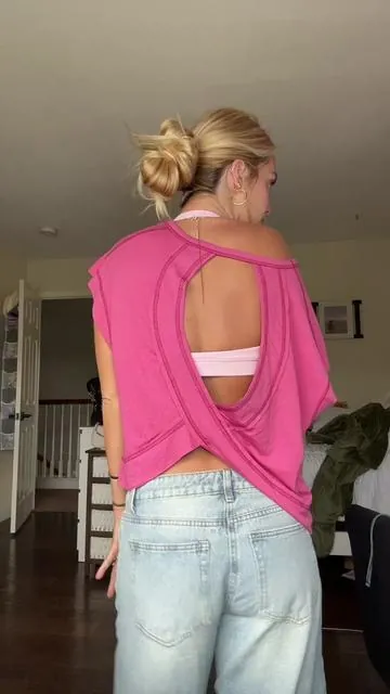 Such a cute shirt for summer or the gym #shirt #openback #summer #gym #fyp 