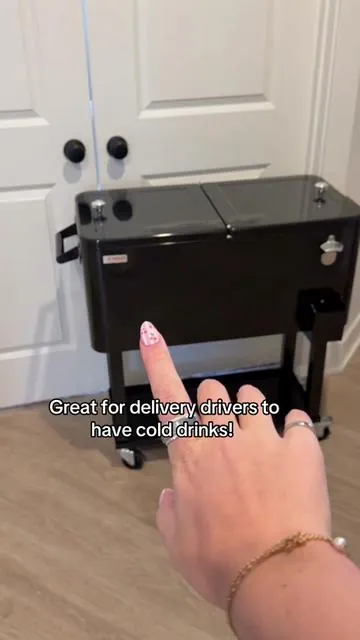 Got this ice chest for our gender reveal and baby shower but would be perfect for our delivery drivers so they can have cold drinks as well! 