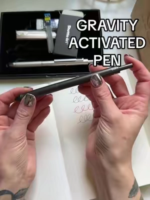 Gravity activated pen! Blue, red, black ink AND a pencil in one. How cool is this?! #pens #pen #stationery #journaltok #journaling 