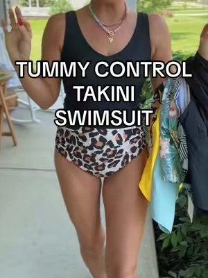 🐆🐆🐆 SOOOO FLATTERING! #tiktokshopcreatorpicks #swimwear #swimsuit #tummycontrolswimsuit #tankini 