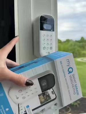 MYQ Smart Control hub and video keypad turns an outdated garage into a smart garage in minutes! #myq #garagedooropener #garagesecurity #myqgarageopener 