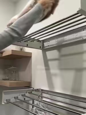 Once installed, it feels very sturdy and well-made, even when holding heavier items. It took just a few minutes and was completely stress-free. It looks great in my laundry room and works exactly as it should. I’d definitely recommend this if you want something easy, sturdy, and well thought out. #organizer #dryingrack #laundryroomorganization 