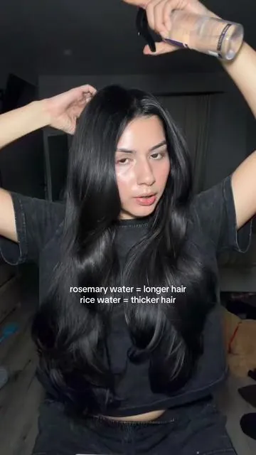cheat code for longer AND thicker hair #rosemarywater #hairgrowth #ricewater #hairthickeing #tiktokshopcreatorpicks 