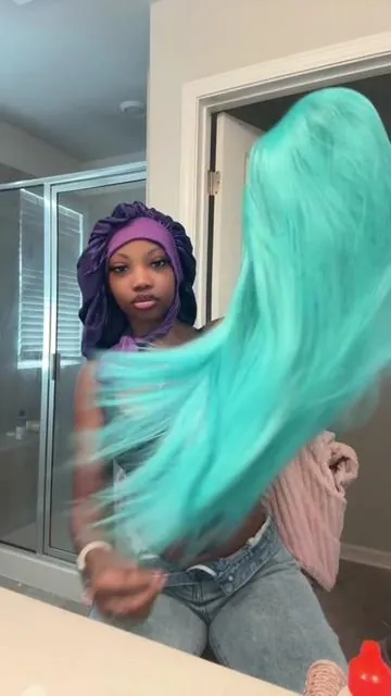 @SALLYWELL HAIR came thru w the blue 😍🩵!! #color #wigtok #syntheticwig #easy 