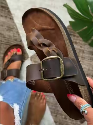 these are the sandals that make every outfit look effortless 🤎 #WhiteMountain #FootbedSandals #LeatherSandals #SummerStyle #summervibes 