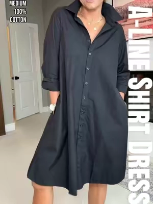 Or even put a belt over it for another classic look. 🤍✨🤍 #shirtdress #modestdress #alinedress #classicstyle #cottondress 