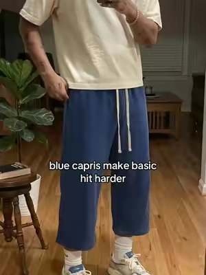 plain tee, better pants, whole fit fixed 😮‍💨 #capris #longshorts #croppedpants #mensfashion #summerfits 