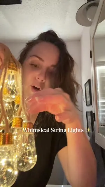 BoHo whimsical string lights on a rope with fairy lightbulbs and is solar powered! #SolarStringLights #SolarLights #StringLights #FairyLights #DealsForYouDays 