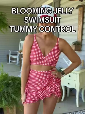 👏🏻👏🏻👏🏻 Soooo flattering! @Blooming Jelly #swimdress #swimsuit #swimwear #momswimsuit #tummycontrolswimsuit 
