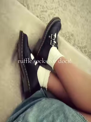 so cuteee !! #maryjanes #docmarten #rufflesocks #shoetok #dupe 