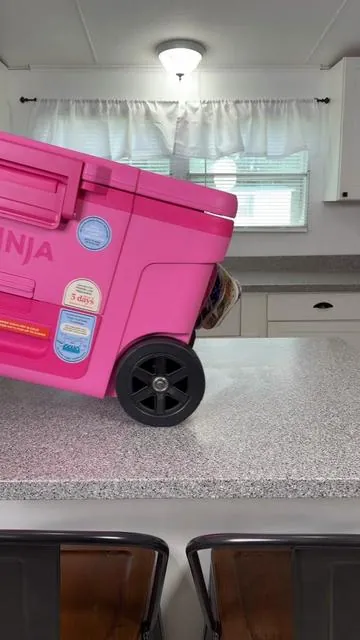 The Ninja frost vault cooler with wheels in pink! 