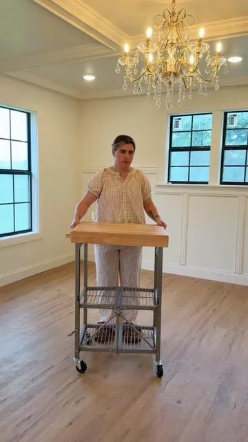 Love my foldable kitchen cart island 🏝️@QVC, Inc  #foldablekitchencart #kitchencart #kitchenisland #butcherblock #foldablekitchenisland 