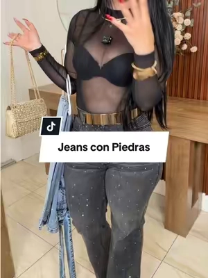 Respuesta a @merrily  ChicMe Women's  Allover Rhinestone Decor High Waist Zipper Fly Jeans Casual Wide Leg Loose Fit Denim Pants with Rhinestone Decor Belt Blue Bottom ##tiktokshopcreatorspicks##SummerVibes##denimjeans##jeans##womenswear