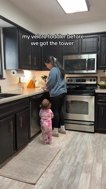 this toddler tower saved my sanity #toddlersoftiktok #toddlertower #sahm #toddler 