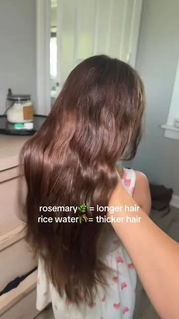 hair is growing like a weed🌿 #rosemary #hairgrowth #ricewater #rosemarywater #hairthickening 