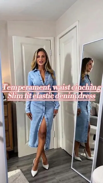 Keeping it classy in this slim fit elastic denim dress. 👖 True definition of temperament! Rate this look from 1-10! 👇 #waistcinching #slimfit #chicstyle #summeroutfits #ootdinspo #fashiontiktok #classylook