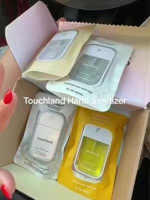 pack of 3 bundle with a case included!!! such a great deal! @touchland  #touchland #touchlandhandsantitizer #sanitizer #cleangirl #cleangirlaesthetic 