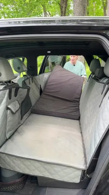 The backseat dog bed adds more comfort and traction for your dog in the back! 