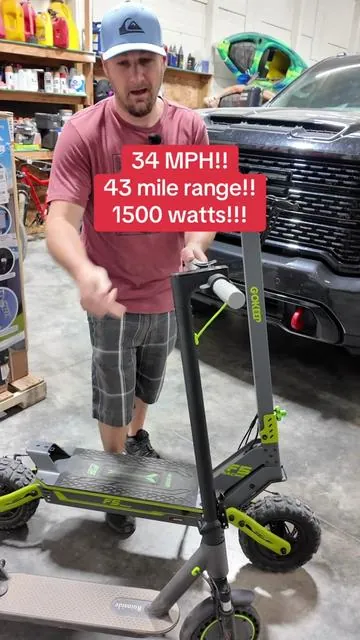 All Terrain Electric Scooter, 1500W Powerful Motor, 52V/20Ah Battery, Up to 34 MPH, 43 Miles Long Range, Dual Shock Absorption & Front and Rear Disc Brakes, 11" Anti-Slip Off-Road Tires, 3-Second Folding Foldable Off-Road E-Scooter. @INSDRGN #escooter #electricscooter #Outdoors