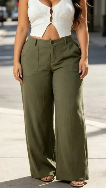 Women's Classic Lightweight Linen Palazzo Pants #tiktokshopusa #pants #ootd #usa #womenspants 