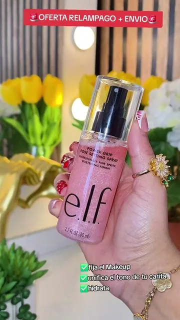 e.l.f. Power Grip Rosé Makeup Setting Spray, Cosmetic Long-Lasting Fixing Spray for Makeup Locking #dealsforyoudays  @elfcosmetics 