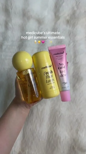 WAYY better value than getting them separately too 🫶🏼 medicube beat sun sweat odor set summer skin care tiktok shop #tiktokshopcreatorpicks #KBeautyCollective #DealsForYouDay #tiktokshopdealsforyou #medicube medicube best deodorant sunscreen spf 50 hair radiance body brightening glass skin buy with coupon maehni @medicube US Store @medicube global 