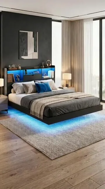 Upgrade your bedroom with this modern floating bed frame with LED lights and a built-in storage headboard. Designed for a sleek, clean, luxury bedroom look, this platform bed creates a visual floating effect with soft blue under-bed lighting while giving you practical storage space right behind your pillows.

The storage headboard is perfect for books, decor, phones, tablets, headphones, alarm clocks, and everyday essentials, while the built-in charging station makes it easy to keep your devices close and powered up. The sturdy platform design means no box spring is needed, giving your room a clean low-profile look with modern style and extra function.

Perfect for anyone looking for a floating bed frame, LED bed frame, platform bed with storage, bed with charging station, modern bedroom furniture, black bed frame, smart bedroom upgrade, no box spring bed, storage headboard bed, or a sleek luxury bedroom setup. The blue LED glow gives the room a high-end modern vibe without needing extra lighting, making this bed a statement piece for apartments, master bedrooms, guest rooms, and modern home makeovers.

If your bedroom feels plain, this is the kind of upgrade that instantly changes the entire space. Clean design, hidden storage, built-in lighting, and a floating-style look all in one bed frame. Tap the link below to upgrade your bedroom.

#FloatingBed #LEDBedFrame #PlatformBed #StorageBed #BedWithStorage #StorageHeadboard #ChargingStationBed #ModernBedFrame #BlackBedFrame #NoBoxSpringNeeded #BedroomFurniture #ModernBedroom #BedroomUpgrade #LuxuryBedroom #SmartBedroom #LEDLights #HomeUpgrade #RoomMakeover #ApartmentDecor #MasterBedroomIdeas #FurnitureFinds #TikTokShopFinds #ViralFinds #TapTheLink 