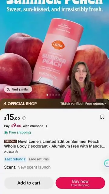 Smelling like summer has never been this easy 🍑✨ Grab the new Lume Summer Peach whole body deodorant on TikTok Shop before it’s gone! Tap the link below to get yours in under a minute 🛒👇