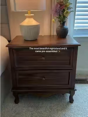 This nightstand looks handmade, and it came preassembled 🤩@Hulala Home #nightstand #nighttable #bedroomfurniture #hulalahome #myhulalahome 