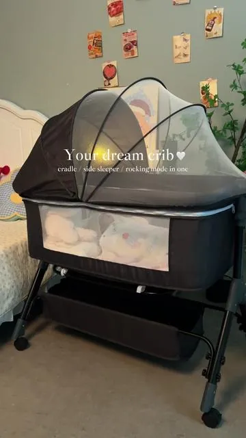 Panic over flimsy wobbly cheap cribs?😫 The 3-in-1 Sturdy Built Crib is your anti-tip hack you need. LIMITED DISCOUNT END! 🦋Don't wait! 👇#babybassinet #3in1crib #tiktokshopdealsforyoudays #summerwins #momlife 