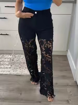 High waisted, super stretchy, soft, easy to wear jeans with great lace legs #lacejeans #denimjeans #highwaistedjeans #DealsForYouDays #SummerWins 