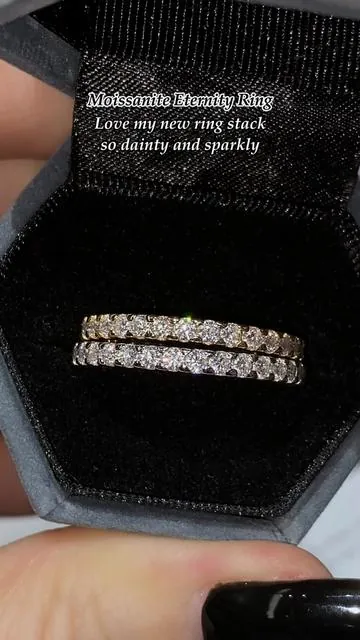 Moissanite Eterity Ring💫Love my new ring stack so dainty and sparkly #delzzad #moissanite #fyp #giftideas #dealsforyoudays 