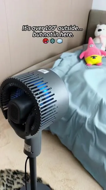 Over one hundred degrees outside, but my room stays cool and comfortable. ❄️ This pedestal fan pushes air up to ninety feet, has thirty-two speeds, three modes, a remote, and even a built-in LED light for nighttime use. Easily one of my favorite summer finds. #SummerWins #DealsforYouDays #PedestalFan #CoolingEssentials #HomeFinds