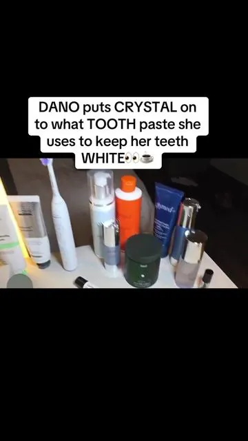 DANO puts CRYSTAL on to what TOOTH paste she uses to keep her teeth WHITE👀☕️ #dano #crystal #toothpaste #fyp #viral 